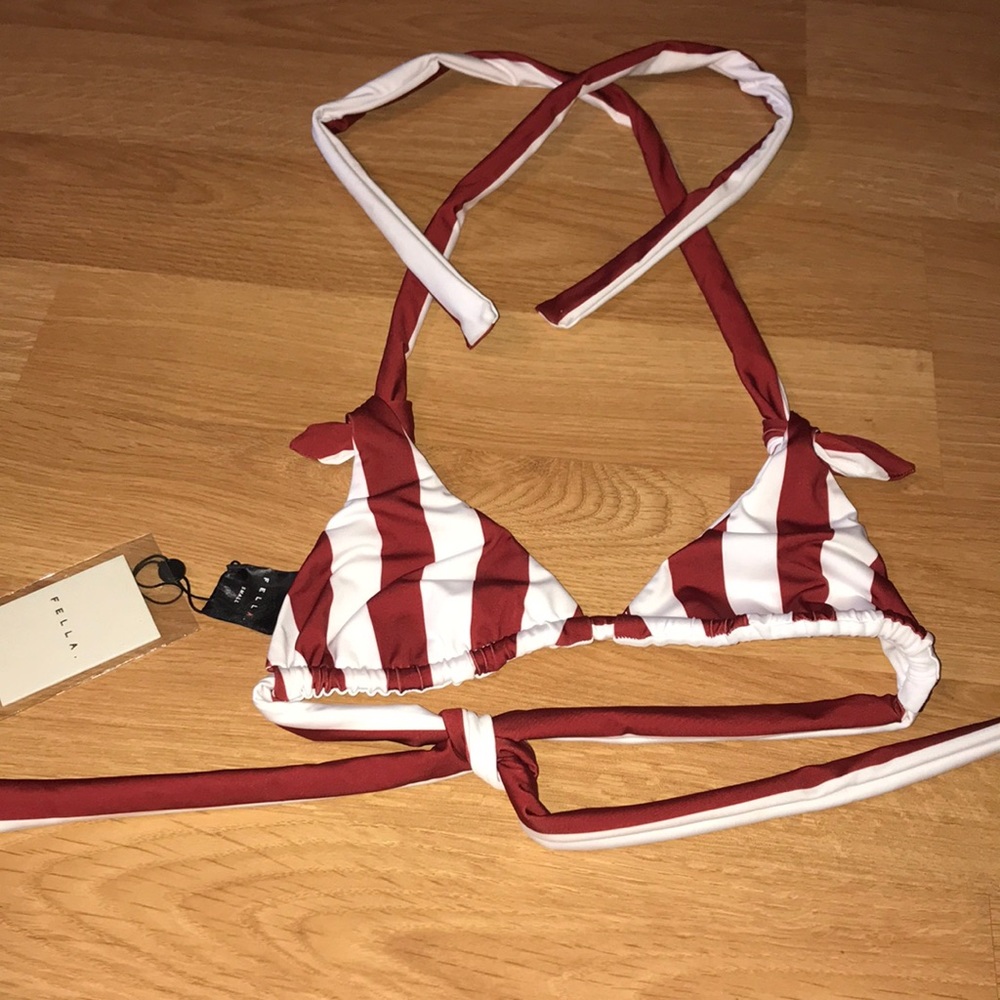 FELLA Andy stripe burgundy swim top,S!NWT
